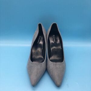 Grey Women Mid Heel Pumps Pointed Toe Dress Shoes